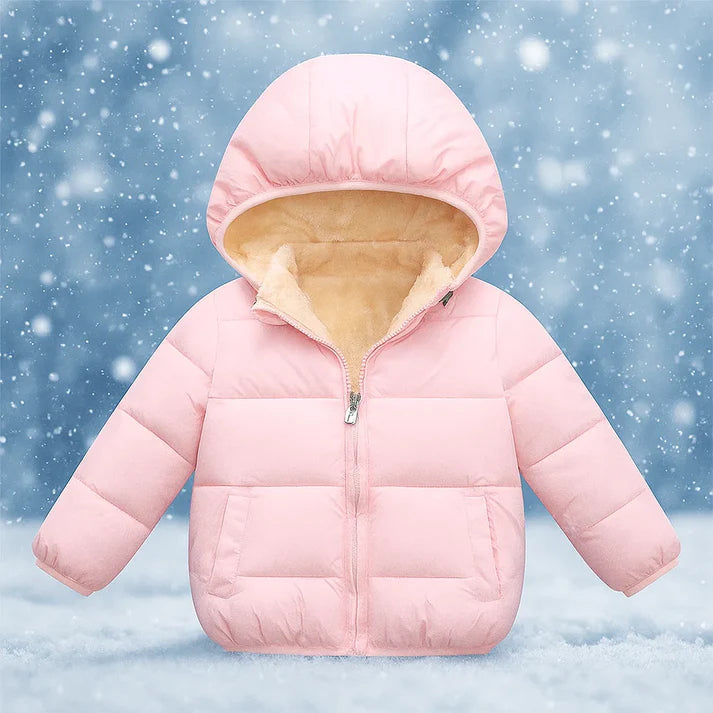Kids’ Hooded Cashmere-Like Lined Winter Zip Jacket