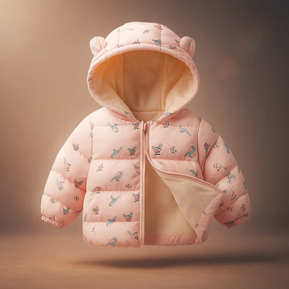 Kids’ Hooded Cashmere-Like Lined Winter Zip Jacket