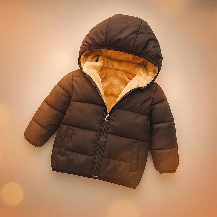 Kids’ Hooded Cashmere-Like Lined Winter Zip Jacket