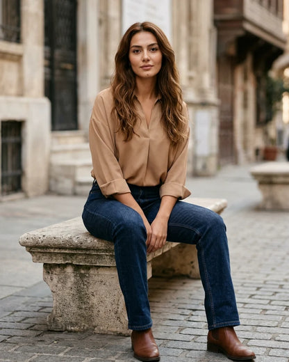 Women's Collared V-Neck Shirt Bodysuit