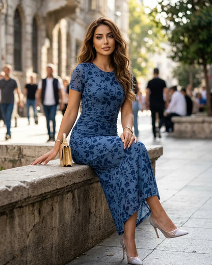Women’s Floral Burnout Velvet Maxi Dress