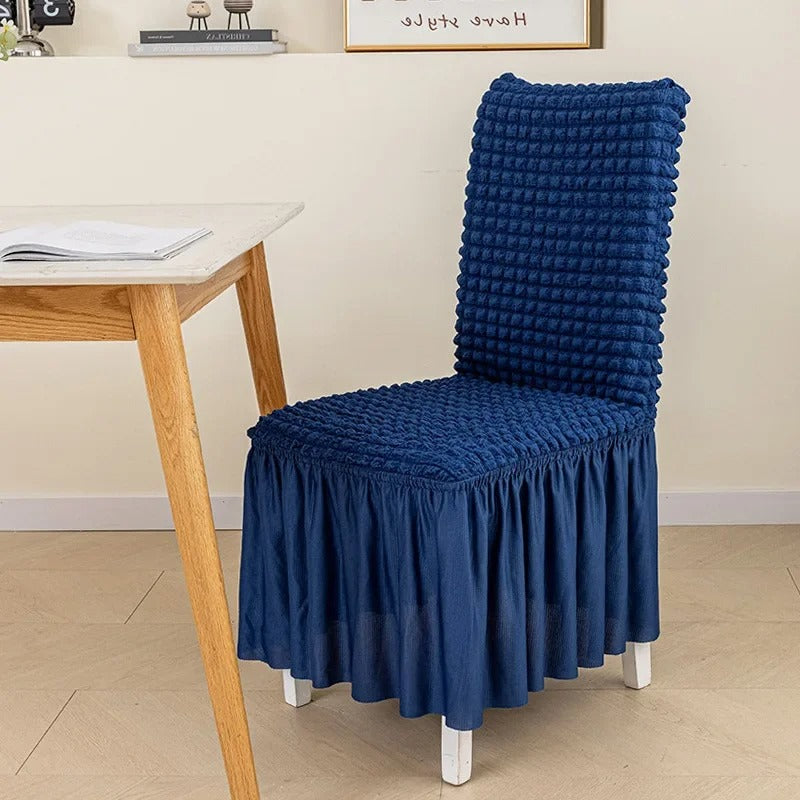 Textured Seersucker Stretch Dining Chair Cover
