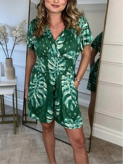 Women’s Floral Polka Dot Pocket Playsuit
