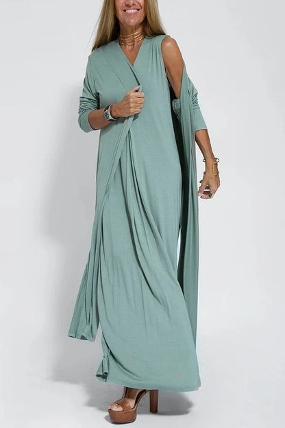 Women’s Flowy V Neck Sleeveless Maxi Beach Dress