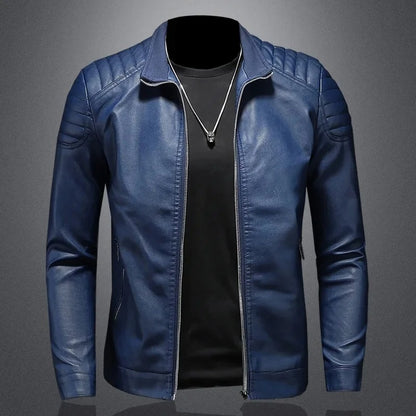 Men’s Classic PU Leather-Look Zip Jacket