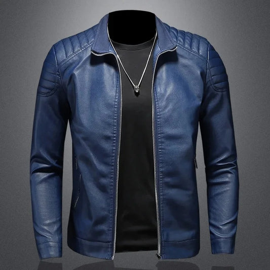 Men’s Classic PU Leather-Look Zip Jacket