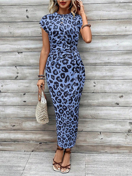 Women’s Printed Waist-Knot Midi Dress