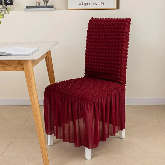 Textured Seersucker Stretch Dining Chair Cover