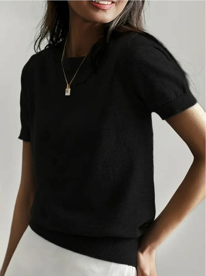 Women’s Lightweight Short Sleeve Knit Pullover Top