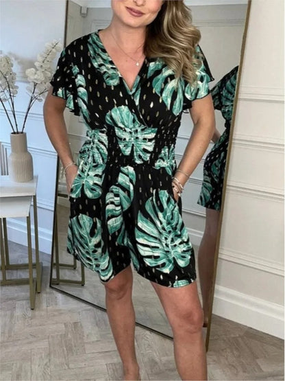 Women’s Floral Polka Dot Pocket Playsuit