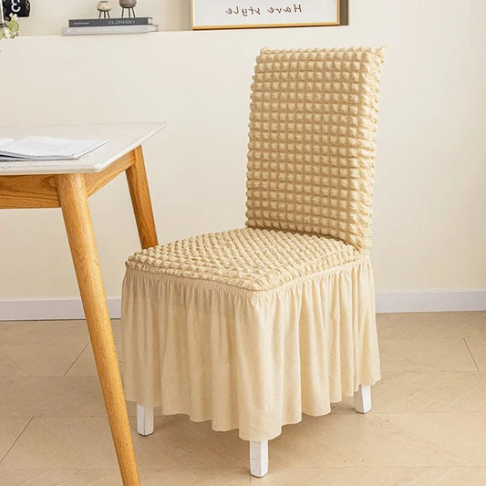 Textured Seersucker Stretch Dining Chair Cover