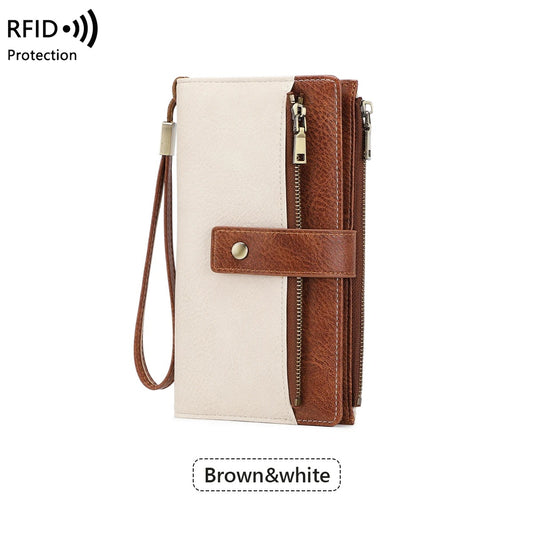 Women’s Tri-Fold Anti-Magnetic Long Wristlet Clutch Wallet