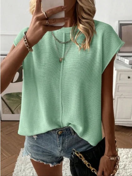 Women’s Lightweight Short Sleeve Knitted Top