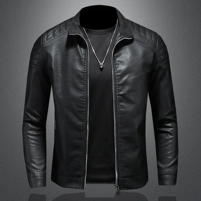 Men’s Classic PU Leather-Look Zip Jacket