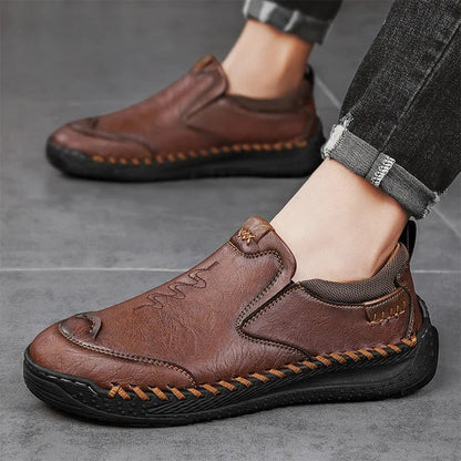 Men's Leather-Look Laceless Walking Shoes
