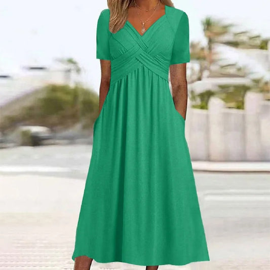 Women's V-Neck Short-Sleeve Dress