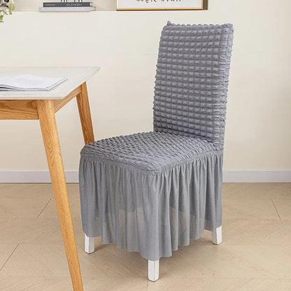 Textured Seersucker Stretch Dining Chair Cover