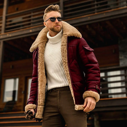 Men’s Mid-Length Shearling-Lined Aviator Jacket