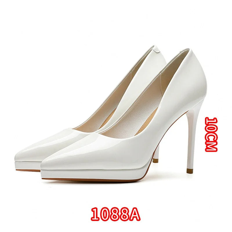 Women’s Gloss-Finish Pointed-Toe Stiletto Court Heels