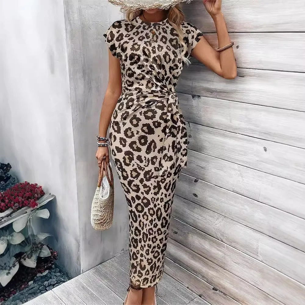 Women’s Printed Waist-Knot Midi Dress