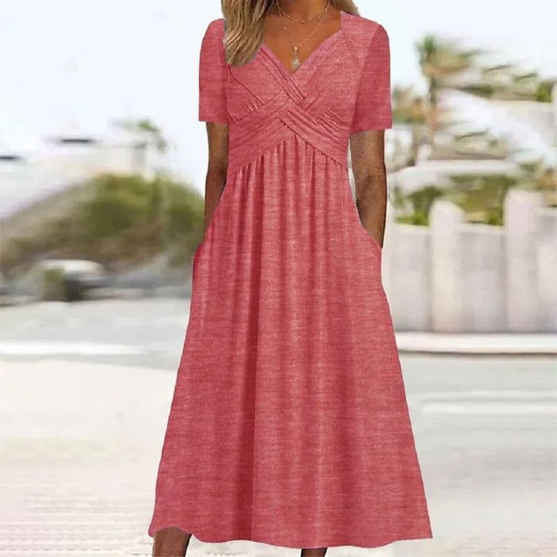 Women's V-Neck Short-Sleeve Dress