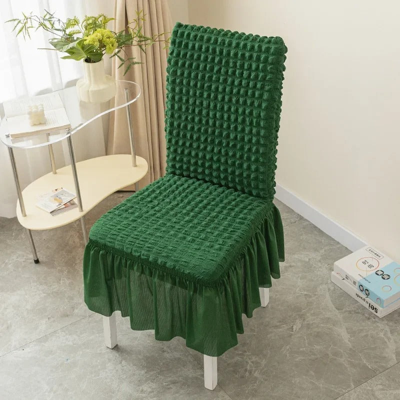 Textured Seersucker Stretch Dining Chair Cover