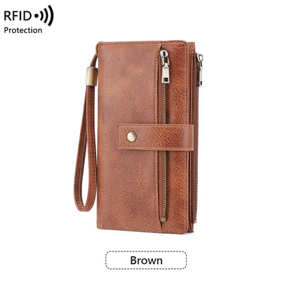 Women’s Tri-Fold Anti-Magnetic Long Wristlet Clutch Wallet
