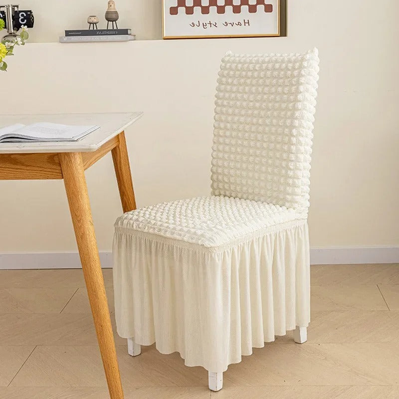 Textured Seersucker Stretch Dining Chair Cover