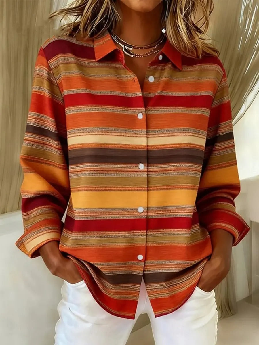 Ellora Plaid Long-Sleeve Casual Blouse