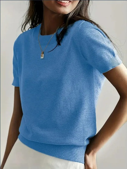 Women’s Lightweight Short Sleeve Knit Pullover Top