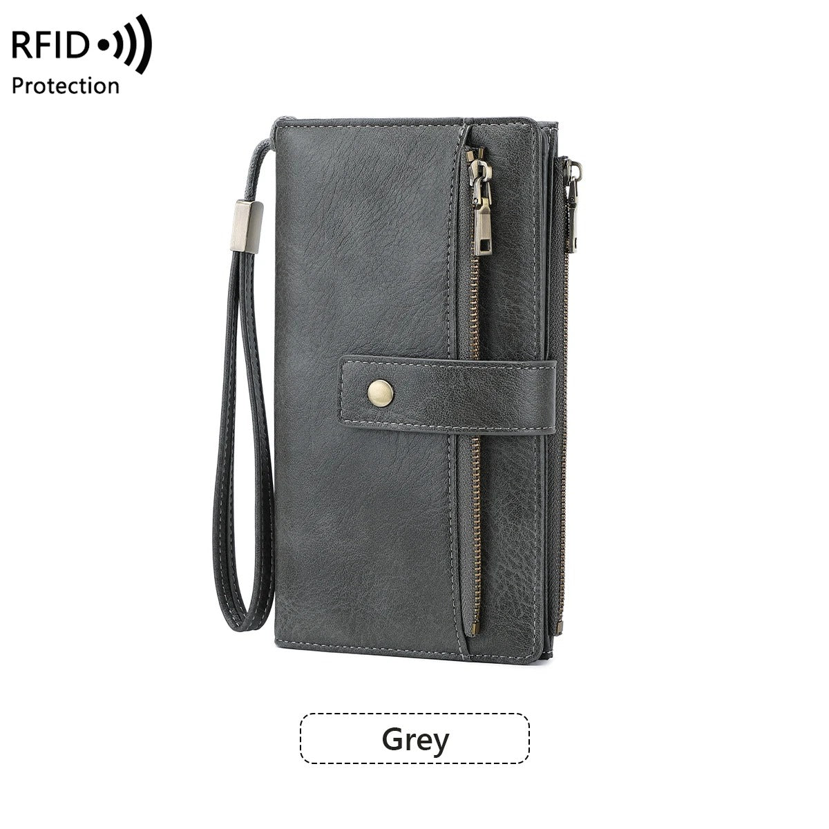 Women’s Tri-Fold Anti-Magnetic Long Wristlet Clutch Wallet