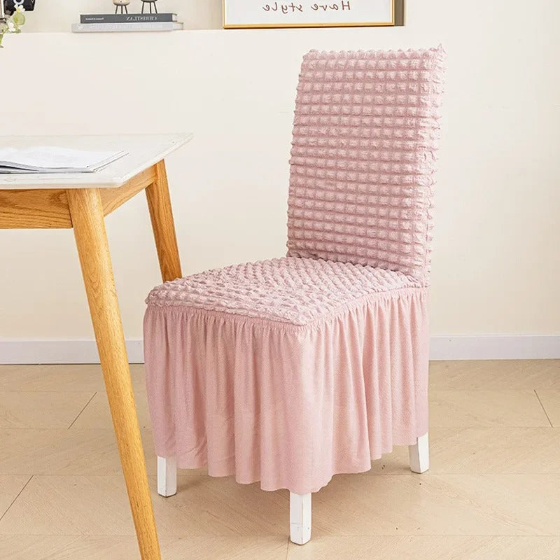 Textured Seersucker Stretch Dining Chair Cover