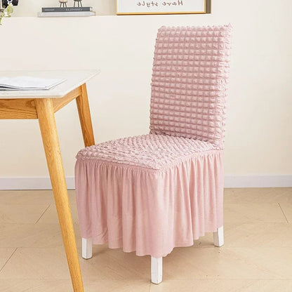 Textured Seersucker Stretch Dining Chair Cover