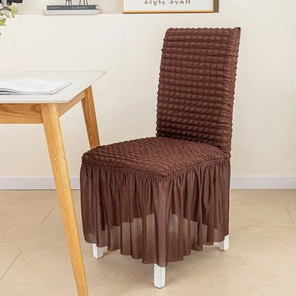 Textured Seersucker Stretch Dining Chair Cover