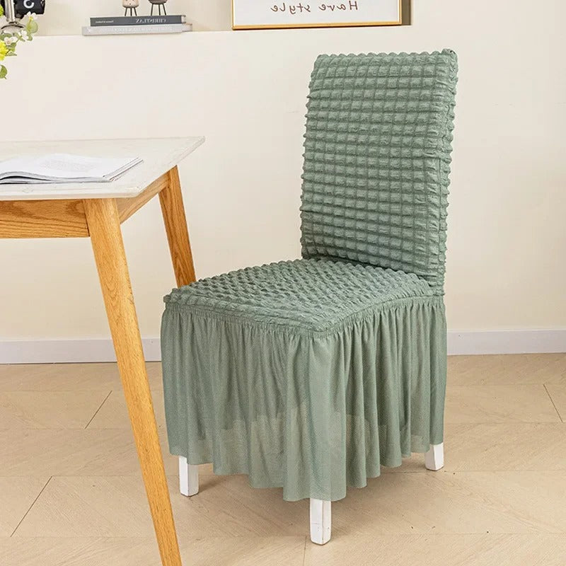 Textured Seersucker Stretch Dining Chair Cover