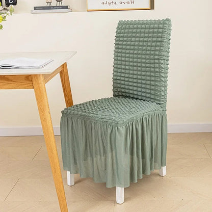 Textured Seersucker Stretch Dining Chair Cover