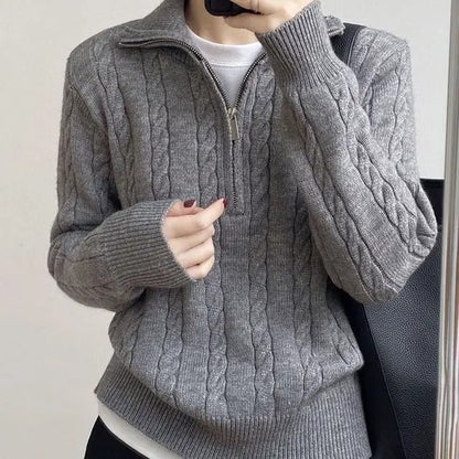 Women's Textured Cotton Half-Zip Lounge Sweater
