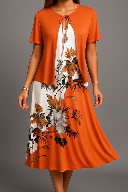 Women's Layered Floral Midi Dress