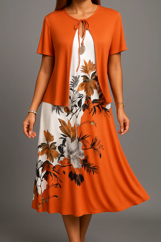 Women's Layered Floral Midi Dress