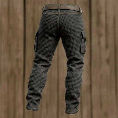 Men’s Waffle-Textured Elastic-Waist Cargo Trousers