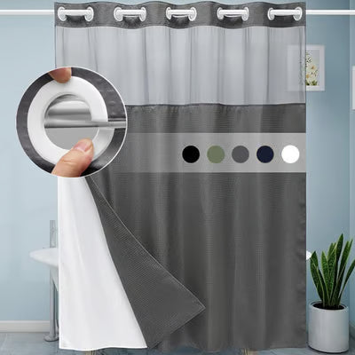 Hookless Double-Layer Waffle Shower Curtain