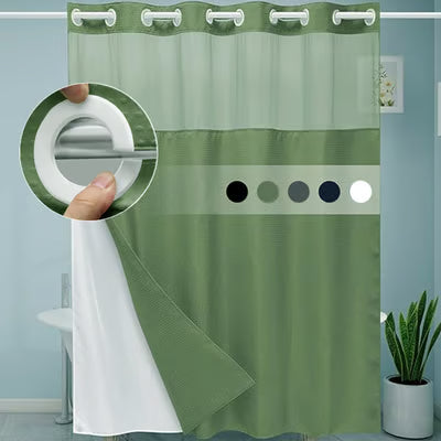 Hookless Double-Layer Waffle Shower Curtain