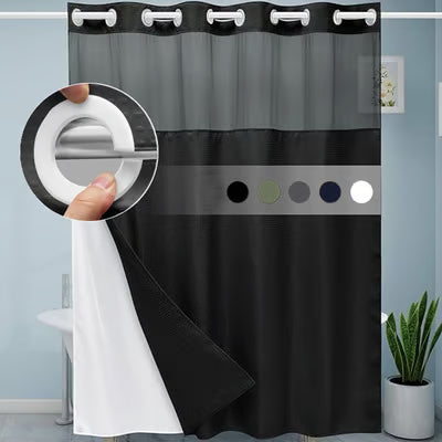 Hookless Double-Layer Waffle Shower Curtain