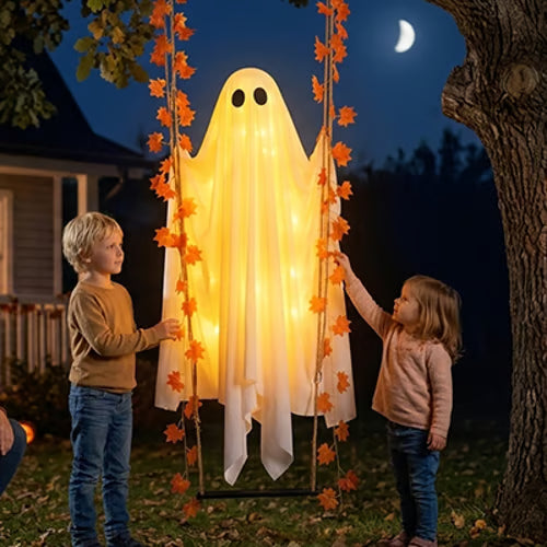 LED Swinging Ghost Halloween Decoration