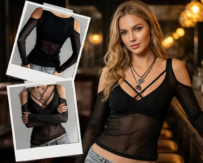 Women’s Cross-Strap Cold-Shoulder Top