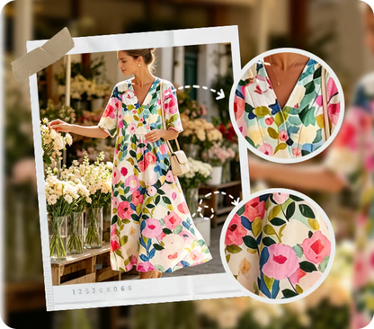 Women’s Watercolour Floral V-Neck Midi Dress