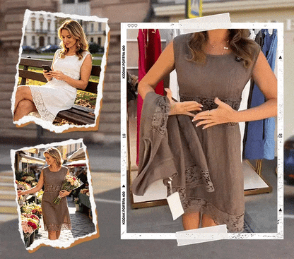 Women’s Sleeveless Lace-Panel Shift Dress