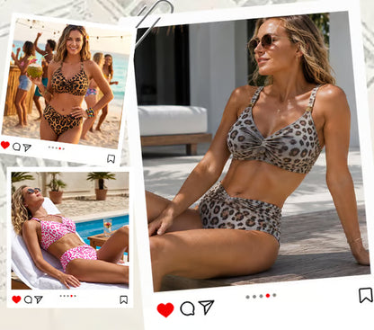 Women's Leopard Print High-Waisted Bikini Set