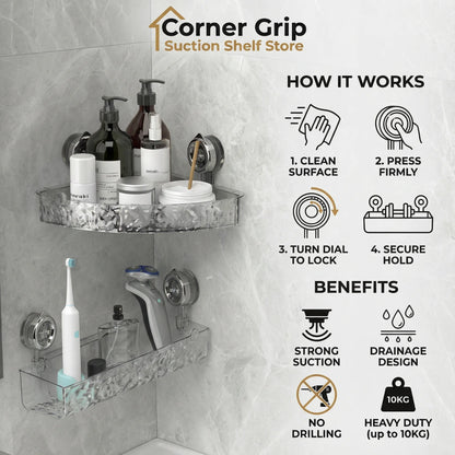 Corner Suction Bathroom Storage Shelf