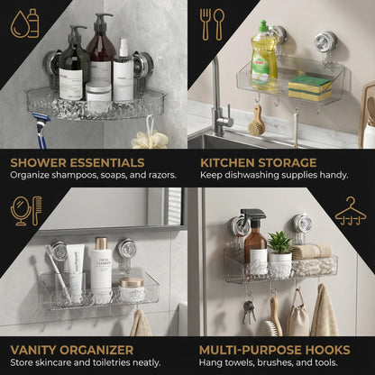 Corner Suction Bathroom Storage Shelf